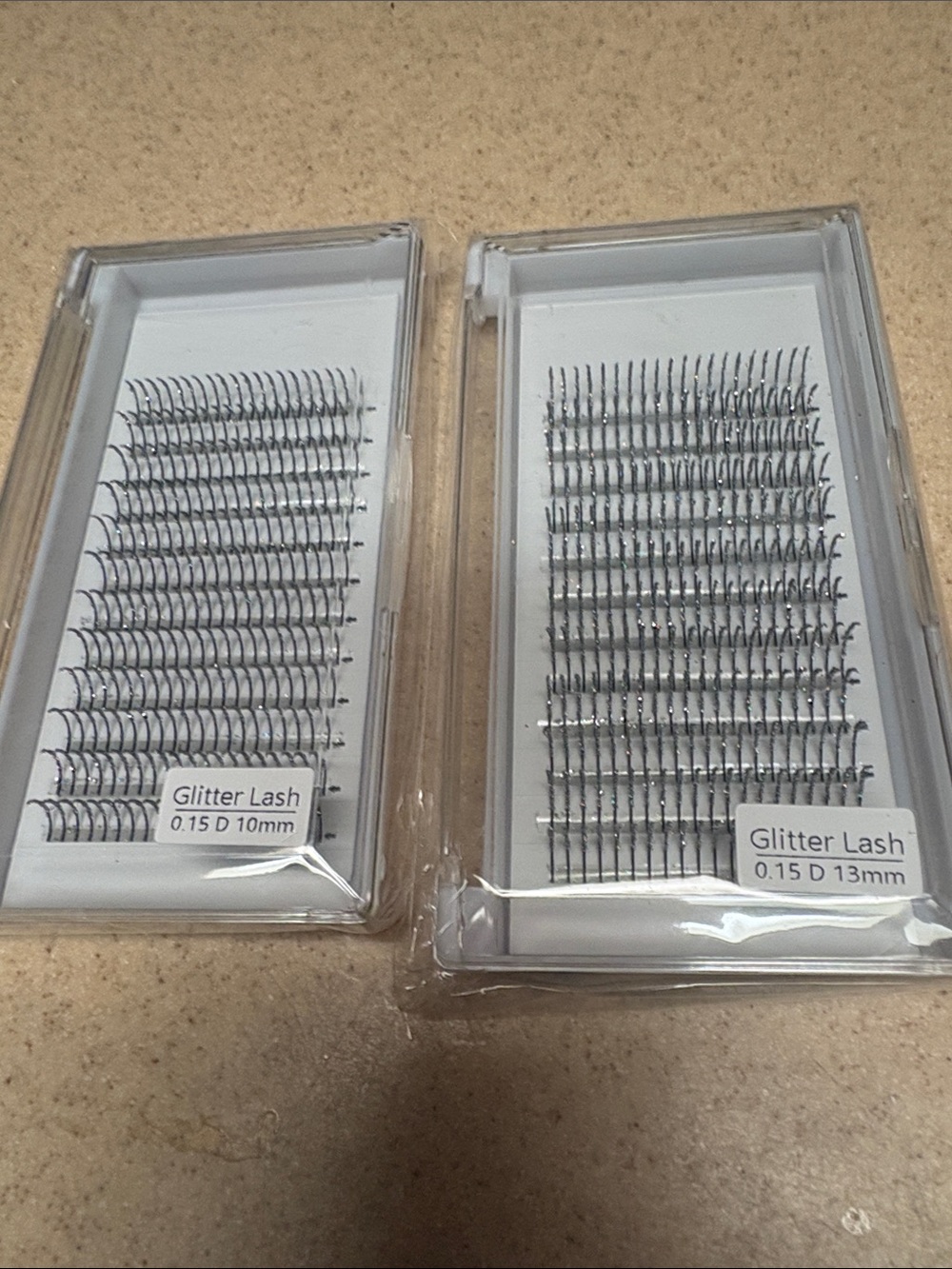 Glitter Lash Individual Eyelash Extensions - sparkle 0.15 D 10mm and 0.15D 13 mm